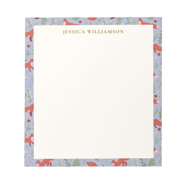 Bloc De Notas Nombre personalizado del patrón botánico de Woodla (Frente)