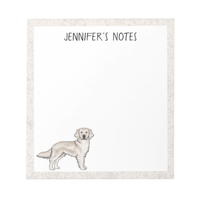 Bloc De Notas Nombre personalizado del perro del crema dorado de (Frente)