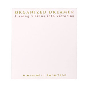 Bloc De Notas Nombre Personalizado Divertido Pastel Rosa Dorado