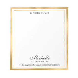 Bloc De Notas Nombre personalizado elegante De La Oficina De No