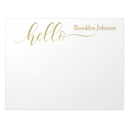 Bloc De Notas Nombre Personalizado Estilo Oro "Hola"