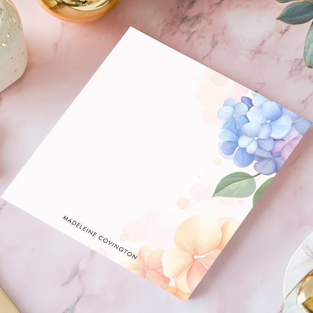 Bloc De Notas Nombre personalizado floral azul y rosa hidrangea  (Subido por el creador)