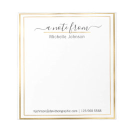 Bloc De Notas Nombre personalizado Gold | De La Oficina Del Note