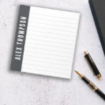 Bloc De Notas Nombre personalizado gris oscuro enlazado<br><div class="desc">Un bloc de notas personalizado con su nombre en letras blancas escritas en los lados contra el gris oscuro.</div>