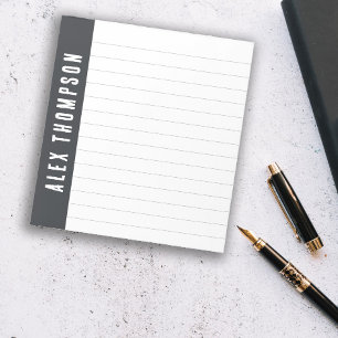 Bloc De Notas Nombre personalizado gris oscuro enlazado