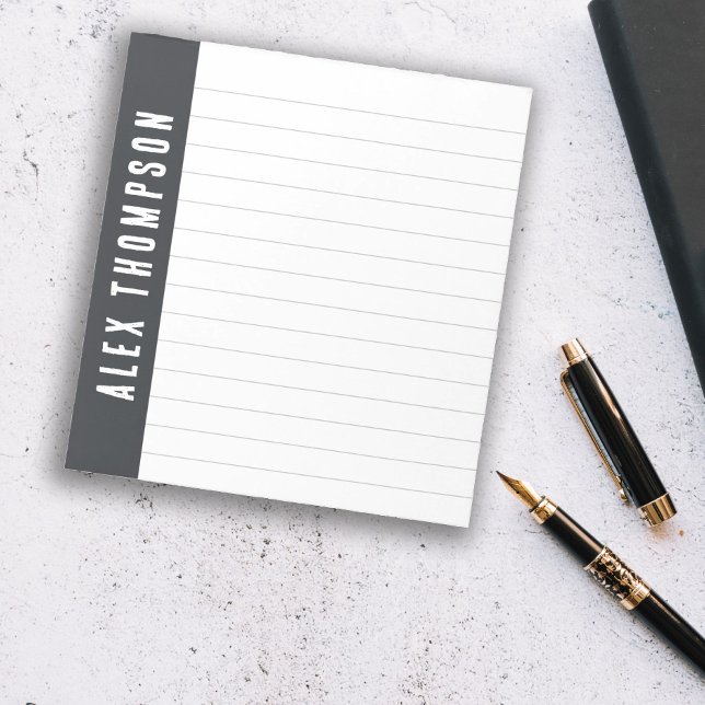 Bloc De Notas Nombre personalizado gris oscuro enlazado (Subido por el creador)