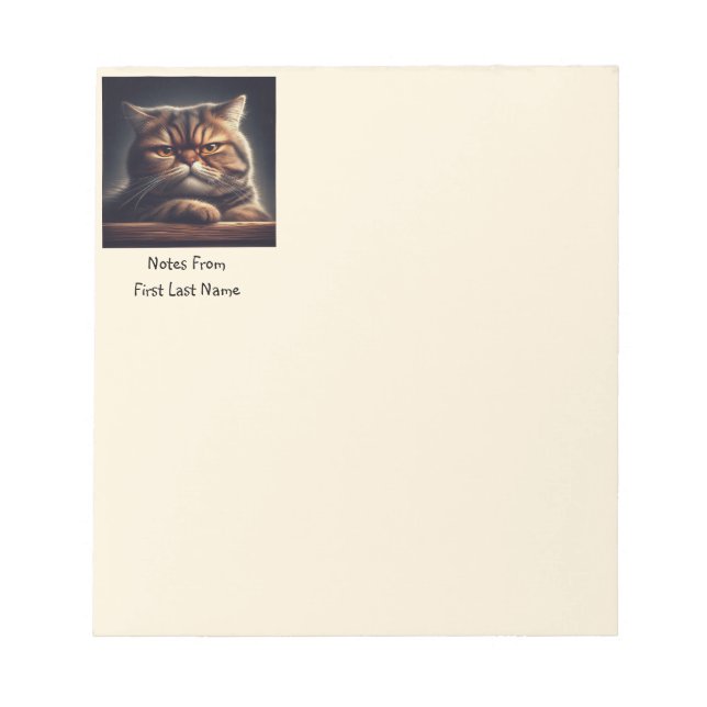 Bloc De Notas Nombre personalizado Grumpy Grouchy Cat Kitten Mas (Frente)