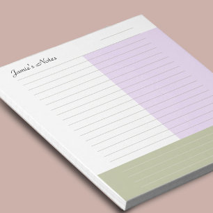 Bloc De Notas Nombre personalizado Guay moderno Khaki Purple Pas