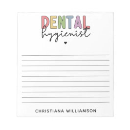 Bloc De Notas Nombre personalizado Higienista dental Regalos RDH