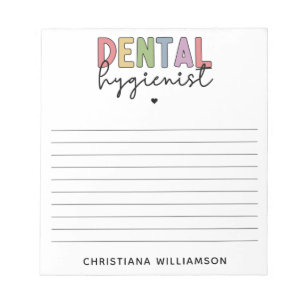 Bloc De Notas Nombre personalizado Higienista dental Regalos RDH