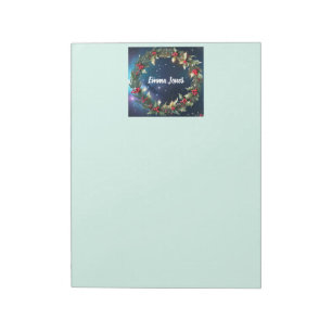 Bloc De Notas Nombre personalizado Holly Wreath Notepad Navidade