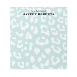 Bloc De Notas Nombre personalizado Impresión del leopardo azul A