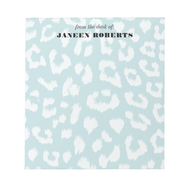 Bloc De Notas Nombre personalizado Impresión del leopardo azul A (Frente)