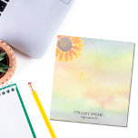 Bloc De Notas Nombre personalizado Instructor de yoga girasol<br><div class="desc">Este moderno Notepad instructor botánico de yoga está decorado con un girasol amarillo sobre un fondo acuático. Personalizable fácil. Utilice la Herramienta de diseño para cambiar el tamaño, estilo o color del texto. A medida que creamos nuestra obra de arte no encontrarás esta imagen exacta de otros diseñadores. Acuarela original...</div>