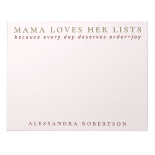 Bloc De Notas Nombre personalizado Lista de nombres de Mama Love