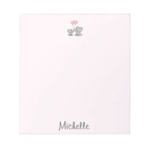 Bloc De Notas Nombre personalizado Materna elefante cute y rosa 