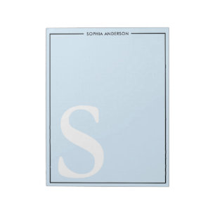 Bloc De Notas Nombre personalizado monograma gráfico azul bebé