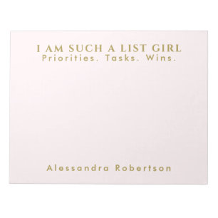 Bloc De Notas Nombre personalizado Monograma Pastel Oro rosa Min