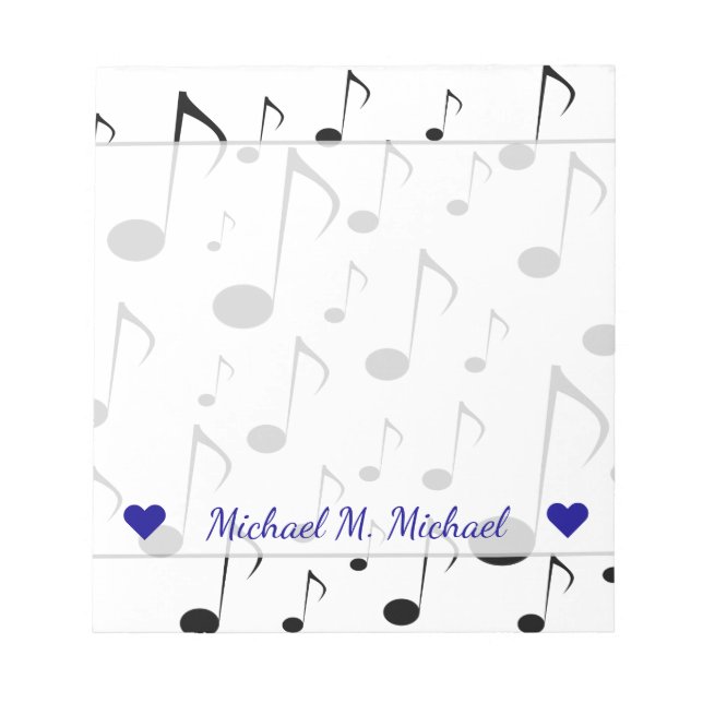 Bloc De Notas Nombre personalizado + muchas notas musicales Bloc (Frente)