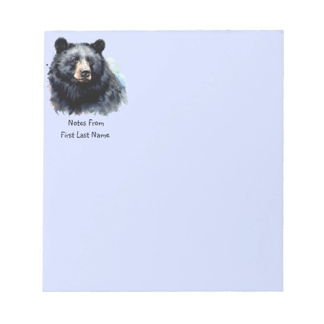 Bloc De Notas Nombre personalizado Naturaleza animal del oso neg (Frente)