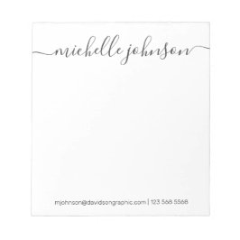 Bloc De Notas Nombre personalizado negro blanco | Del Escritorio