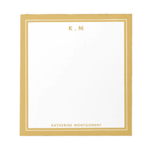 Bloc De Notas Nombre Personalizado Ochre Blanco Elegante Minimal