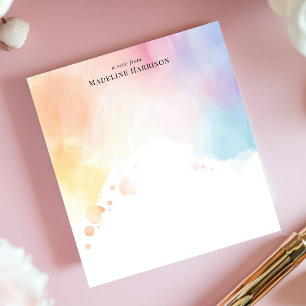 Bloc De Notas Nombre Personalizado Ombre Rainbow Watercolor Wash