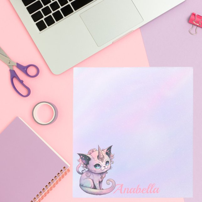 Bloc De Notas Nombre personalizado Pastel Gótico Cat Unicorn (Subido por el creador)