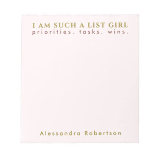 Bloc De Notas Nombre personalizado Pastel Típode Oro Rosa Minima