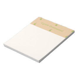 Bloc De Notas Nombre personalizado patrón de pera verde marrón