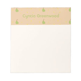 Bloc De Notas Nombre personalizado patrón de pera verde marrón
