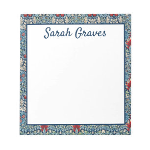 Bloc De Notas Nombre personalizado Patrón floral azul