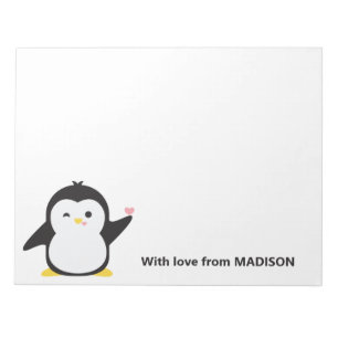 Bloc De Notas Nombre personalizado pingüino lindo