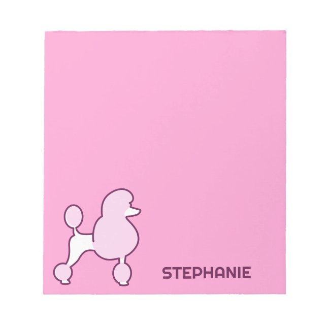 Bloc De Notas Nombre personalizado Pink Poodle (Frente)