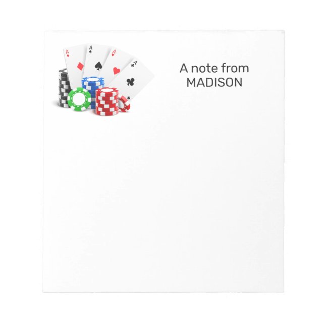 Bloc De Notas Nombre personalizado Poker / Casino (Frente)