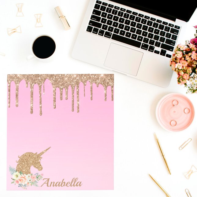 Bloc De Notas Nombre personalizado Purpurina de oro perfora unic (Subido por el creador)