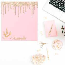 Bloc De Notas Nombre personalizado Purpurina oro perfora estrell