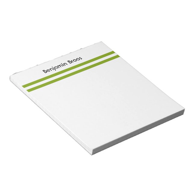 Bloc De Notas Nombre personalizado rayas verdes y blancas (Lado Derecho)