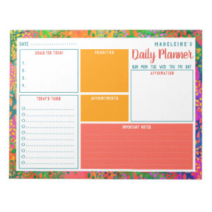 Bloc De Notas Nombre Personalizado Resumen Colorful Daily Planne