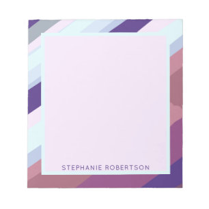 Bloc De Notas Nombre Personalizado Retro Franjas de Invierno Ros