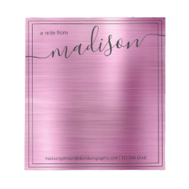 Bloc De Notas Nombre Personalizado Rosa Del Escritorio De
