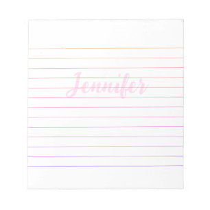 Bloc De Notas Nombre personalizado simple con líneas puras y ros
