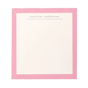 Bloc De Notas Nombre personalizado simple de borde rosado simple