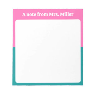 Bloc De Notas Nombre Personalizado Simple Moderno Rosa y Verde A