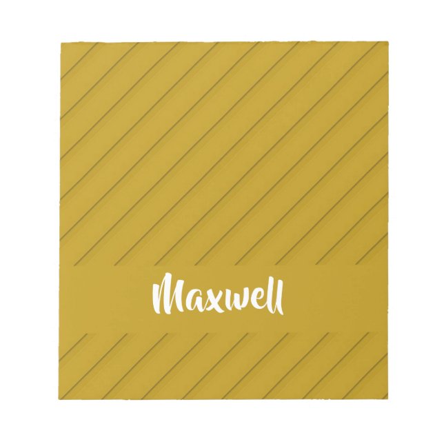 Bloc De Notas Nombre personalizado texturizado en diagonal marró (Frente)