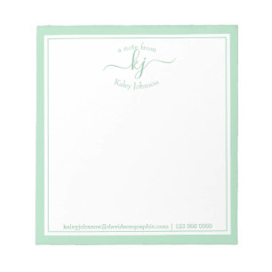Bloc De Notas Nombre personalizado verde De La Oficina Del Not