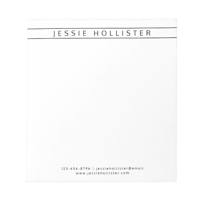 Bloc De Notas Nombre profesional e información (Frente)