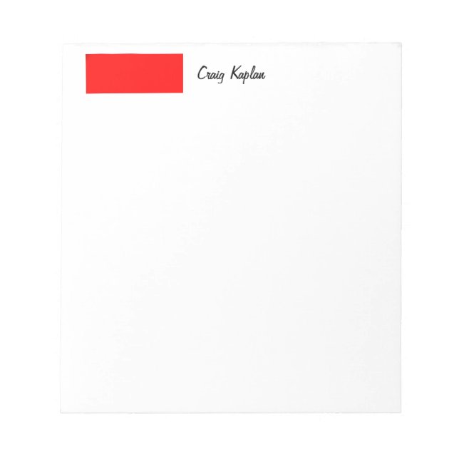Bloc De Notas Nombre simple moderno blanco rojo simple edición (Frente)