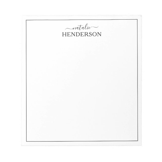 Bloc De Notas Nombre simple personalizado (Frente)