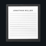 Bloc De Notas Nombre tipográfico blanco simple en blanco<br><div class="desc">Un cuaderno profesional con un diseño minimalista en una paleta de colores blanco y negro. Personalizado monograma inicial y nombre en un fondo blanco simple, enmarcado por un borde negro. Personalice el uso de los campos proporcionados o utilice el botón "mensaje" para ponerse en contacto con el diseñador para obtener...</div>